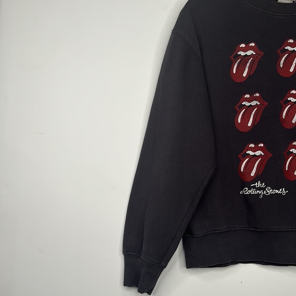 H&M Rolling Stones Sweatshirt Womens Size S Grey Tongue Graphics - Picture 6 of 7